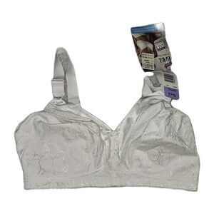 NWT Bali Women's Wirefree Bra Size 38DD White Floral Paisley Print Set of 2 Vtg